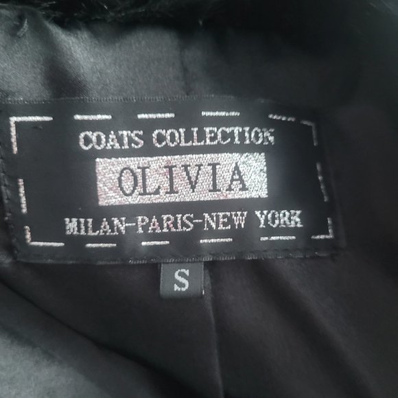 Olivia Black Faux Fur Open Front Winter Lapel Jacket/Coat Size Small - Picture 6 of 11